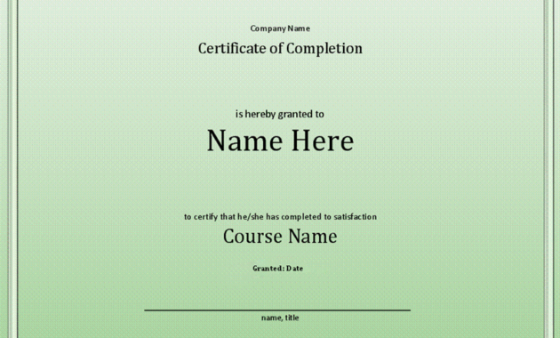 Course Completion Certificate Intended For Class Completion Certificate Template