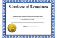 Coursecompletionblankexcellencecertificateofcompletion With Best Certificate Of Completion Template Free Printable