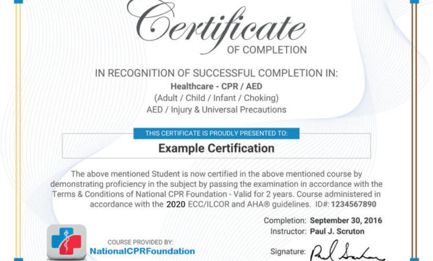 Cpr Certification Online Cpr Training Class 1295 First Intended For Quality First Aid Certificate Template Free