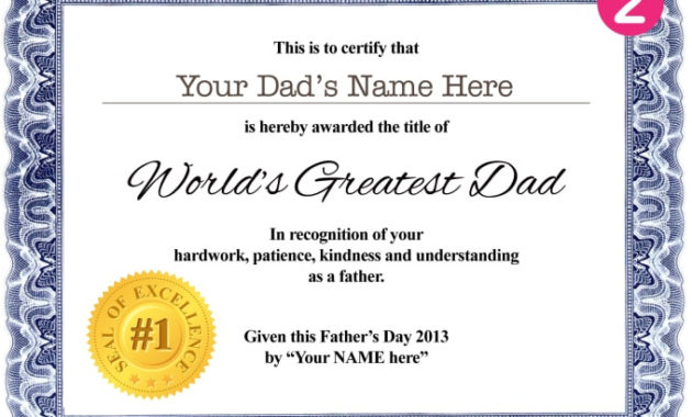 Create A Personalized Worlds Greatest Dad Certificate For Intended For Quality Best Dad Certificate Template