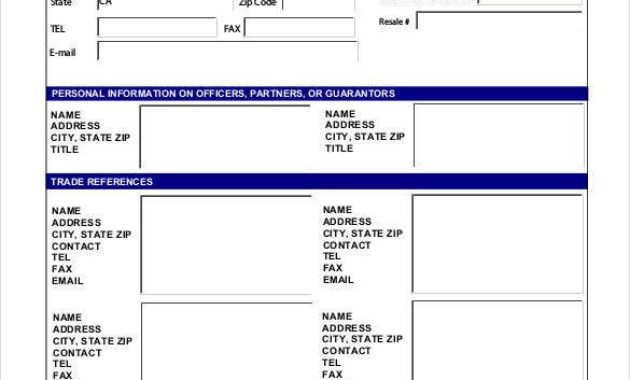 Credit Application Template 33 Examples In Pdf Word In Business Account Application Form Template