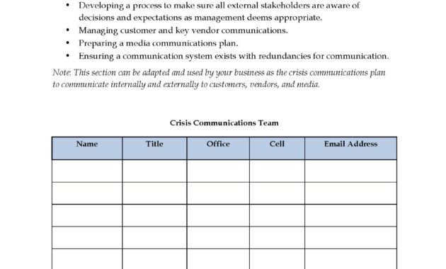 Crisis Communication Plan Templates Pdf Format E Intended For Amazing Employee Communication Log Template