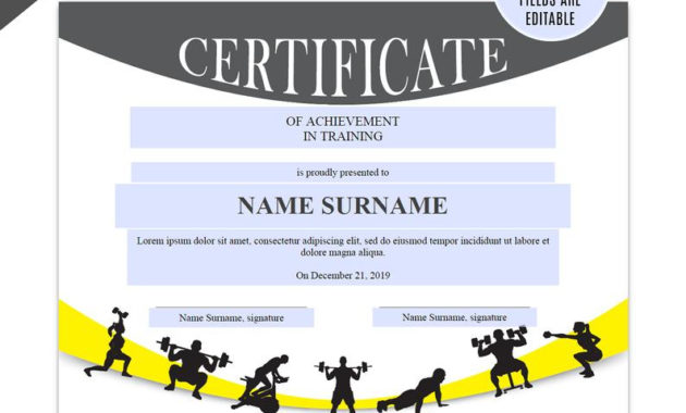Crossfit Editable Certificate Template Editable Gym With Gymnastics Certificate Template