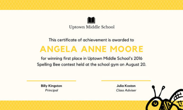 Cupcake Kid Contest Award Certificate Templatescanva With Spelling Bee Award Certificate Template