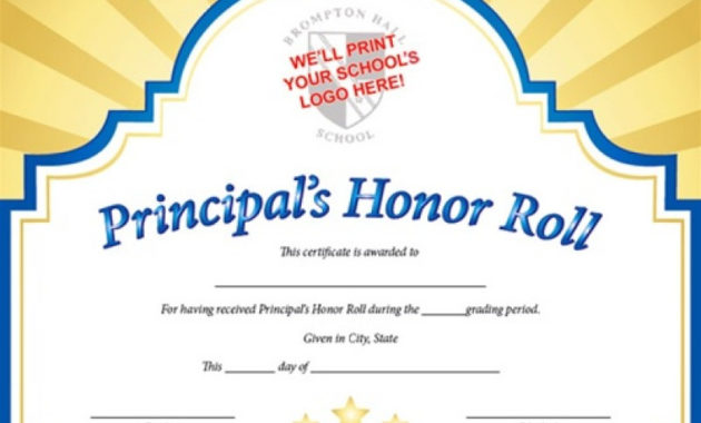 Custom Certificate Sunburst Principal'S Honor Roll In Throughout Track And Field Certificate Templates Free