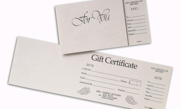 Custom Gift Certificate Books Stub Carbon Copy Snap For Company Gift Certificate Template
