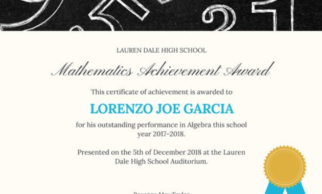Customize 101 Achievement Certificate Templates Online Within Math Certificate Template 7 Excellence Award