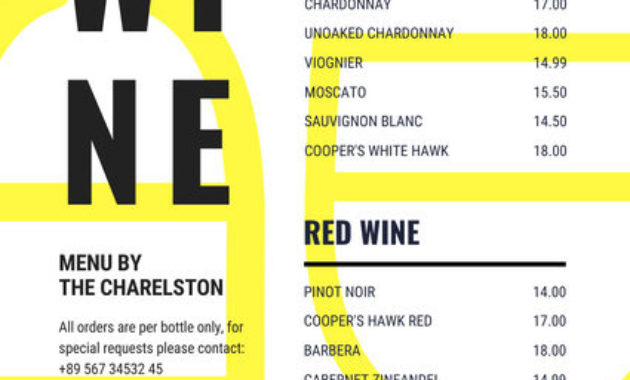 Customize 61 Wine Menu Templates Online Canva In Wine Bar Business Plan Template