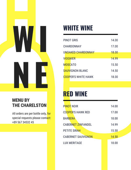 Customize 61 Wine Menu Templates Online Canva In Wine Bar Business Plan Template