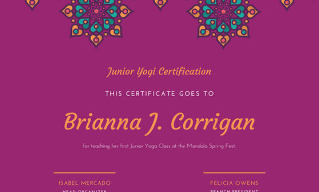 Customize 63 Appreciation Certificate Templates Online In Awesome Yoga Gift Certificate Template Free
