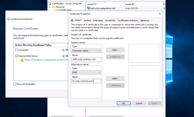 Подготовка Развертывание Доверия К Сертификату Ad Fs Inside Best Workstation Authentication Certificate Template