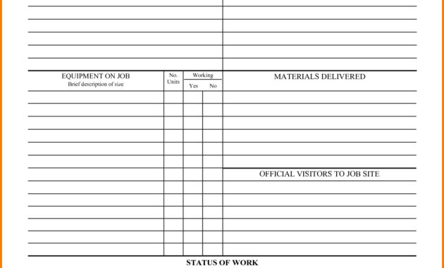 Daily Log Template Charlotte Clergy Coalition Inside Construction Daily Work Log Template