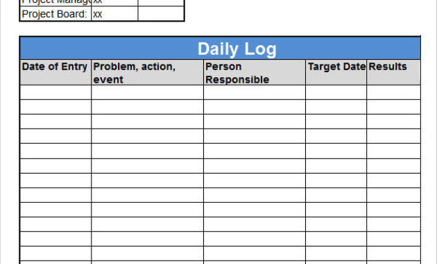 Daily Log Template Excel Printable Schedule Template For Free Project Manager Daily Log Template