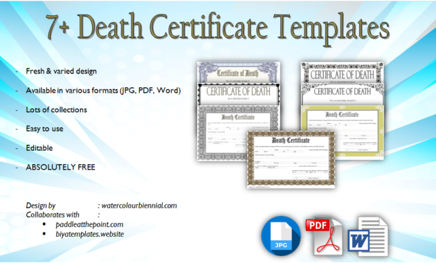 Death Certificate Template Free Download 7 New Designs Within Fake Death Certificate Template