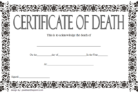 Death Certificate Template Free Download 7 New Designs Within Fake Death Certificate Template