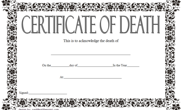 Death Certificate Template Free Download 7 New Designs Within Fake Death Certificate Template