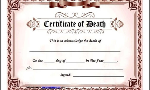 Death Certificate Template Free Download Pdf Sample Throughout Death Certificate Template