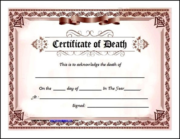 Death Certificate Template Free Download Pdf Sample Throughout Death Certificate Template