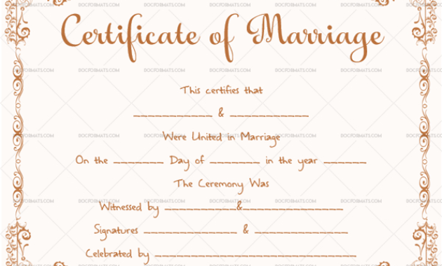 Decorative Marriage Certificate Template For Word Pdf With Regard To Marriage Certificate Editable Templates
