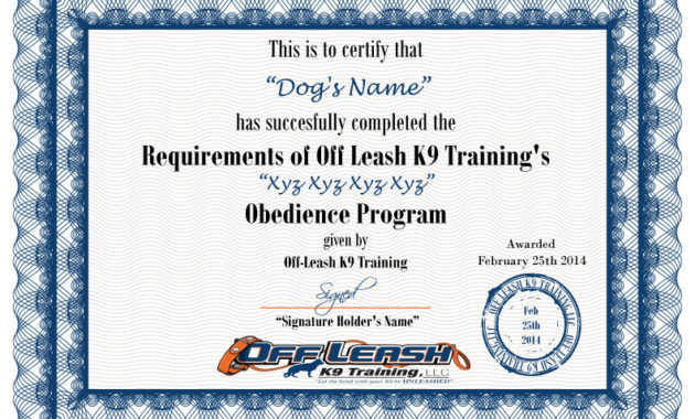 Design A Certificate Of Completion For Dog Training In Dog Training Certificate Template