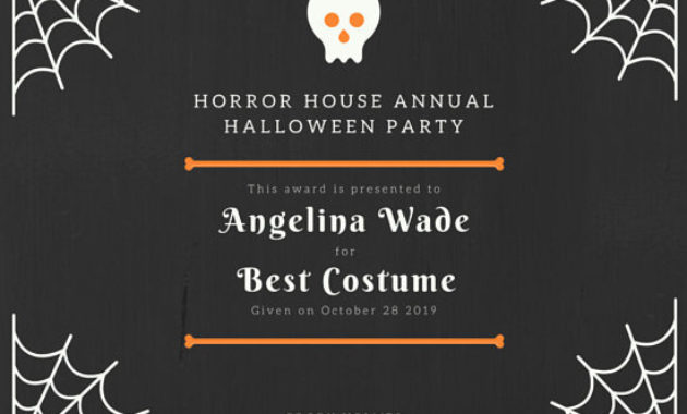 Design Templates Canva Throughout Quality Halloween Certificate Template