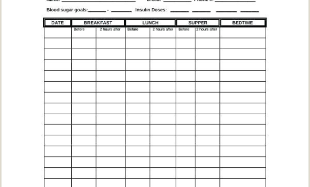 Diabetic Printable Log Book Sheet Inside Quality Diabetes Record Log Template