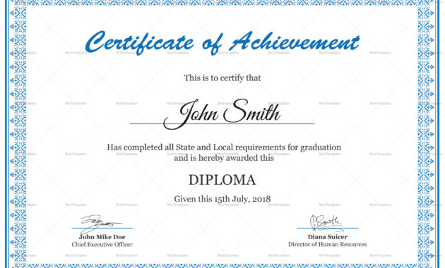 Diploma Achievement Certificate Design Template In Psd Word Regarding Certificate Of Achievement Template Word
