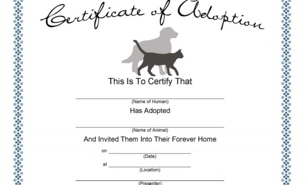 Dog Adoption Certificate Template Pdf Format E In Awesome Pet Adoption Certificate Editable Templates