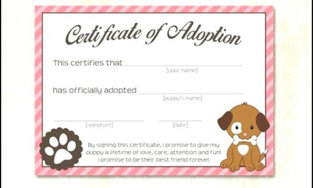 Dog Adoption Certificate Template Sample Templates Pertaining To Pet Adoption Certificate Template Free 23 Designs