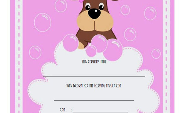 Dog Birth Certificate Template Editable 9 Designs Free With Regard To Best Service Dog Certificate Template Free 7 Designs