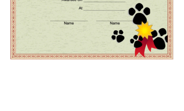 Dog Show Certificate Printable Pdf Download Intended For Amazing Dog Training Certificate Template
