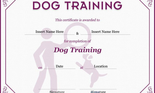Dog Training Certificate Format In Silver Cosmic And Your With Amazing Dog Training Certificate Template