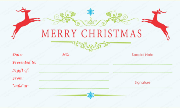 Doublereindeerchristmasgiftcertificatetemplatepdf Intended For Best Free Editable Wedding Gift Certificate Template