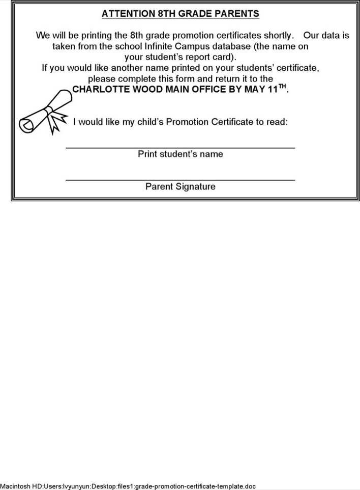 Download Grade Promotion Certificate Template For Free With Regard To Grade Promotion Certificate Template Printable