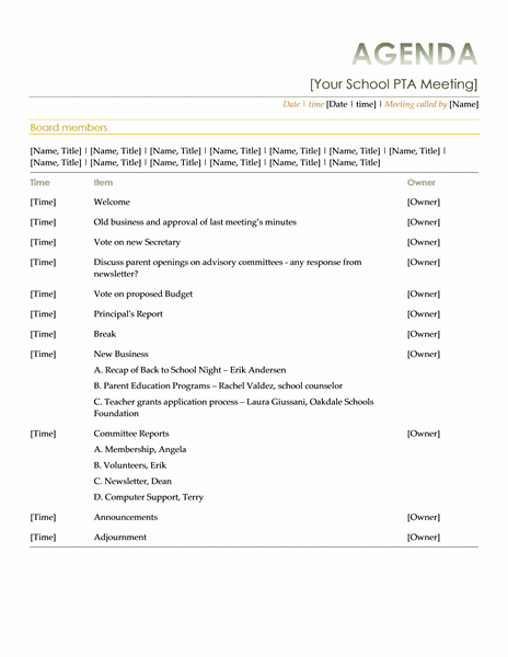 Download Ms Office Pta Sales Meeting Agenda Template Word Regarding Amazing Sales Meeting Agenda Template Word