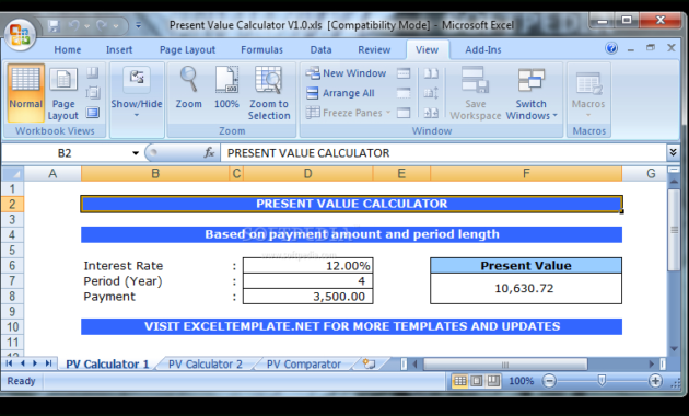 Download Present Value Calculator 10 Inside Net Present Value Excel Template