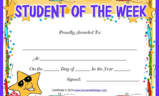 Download Prinable Student Of The Week Certificate For Free Inside Free Student Certificate Templates