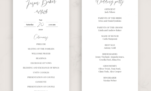 Download Printable Classic Elegant Wedding Program Pdf Inside Wedding Agenda Templates