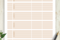 Download Printable Daily Food Journal Pdf Throughout Free Daily Diet Log Template