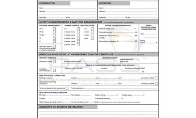 Drain Test Certificate Template Paspas In Best Electrical Installation Test Certificate Template