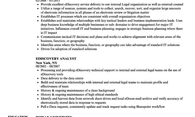 Ediscovery Analyst Resume Samples Velvet Jobs Within Business Process Discovery Template