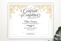 Editable Certificate Of Completion Beauty Training Gold Etsy Inside Completion Certificate Editable