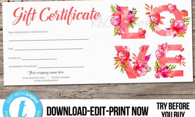 Editable Custom Love Printable Gift Certificate Template With Regard To Quality Love Certificate Templates