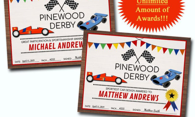 Editable Derby Award Certificates Instant Download Boy Intended For Amazing Pinewood Derby Certificate Template