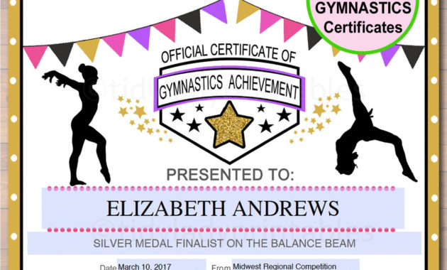 Editable Gymnastics Certificates Instant Download Gymnastics With Regard To Free Dance Award Certificate Templates