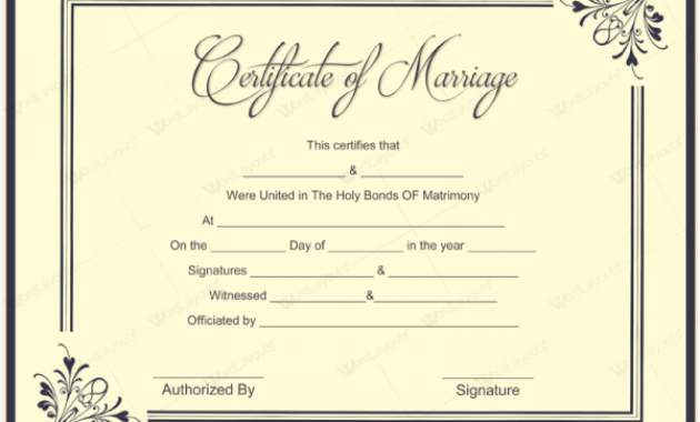 Editable Marriage Certificate Templates Make Your Own Pertaining To Marriage Certificate Editable Template
