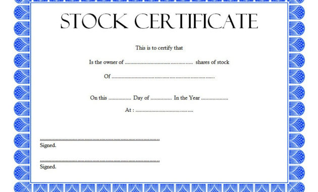 Editable Stock Certificate Template 10 Best Ideas Free Inside Blank Share Certificate Template Free