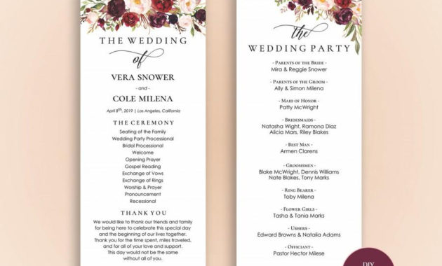 Editable Wedding Program Template Order Of Ceremony With Wedding Ceremony Agenda Template