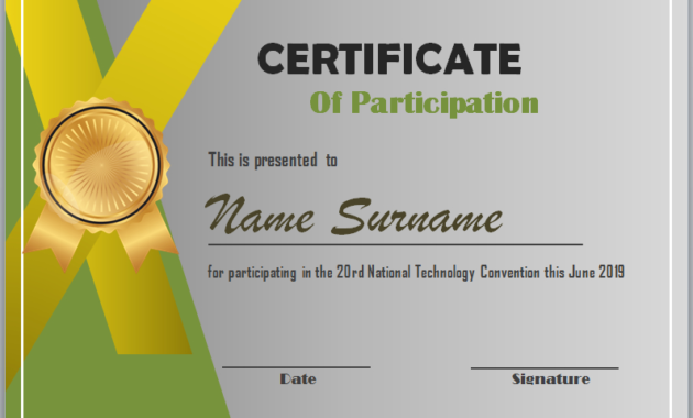 Editable Word Certificate Of Participation Template Intended For Templates For Certificates Of Participation