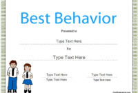 Education Certificates Award Template For Best Behavior With Regard To Good Behaviour Certificate Template 10 Kids Awards